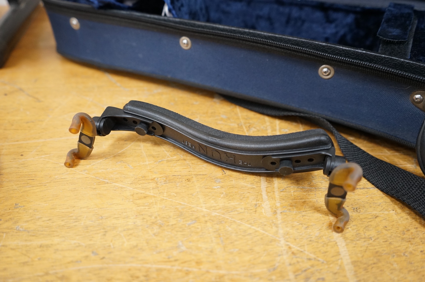 A cased late 19th century violin, signed ‘Nicolas Bertolini’, back 36.3cm, with bow stamped Paesold, CITES Submission reference, D9GSYMLJ